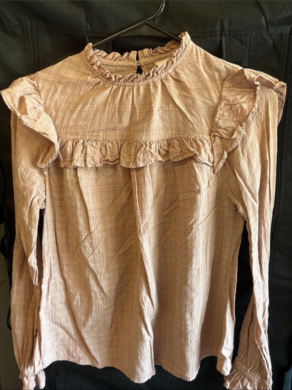 Universal Thread Blush Pink Ruffle Yoke Long Sleeve Blouse